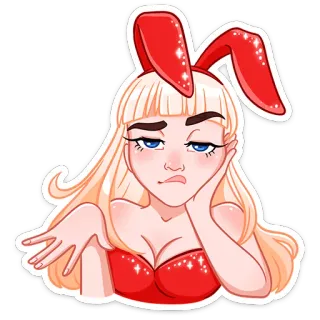 🙅‍♀️ lapin, fille, blonde, oreille, femme, autocollant whatsapp sticker