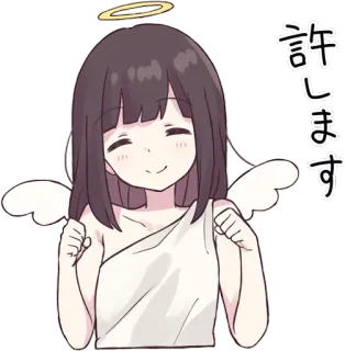 😇 許します Ангел, Аниме, Милый, Девочка, Гало whatsapp sticker