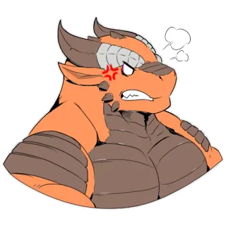 😠 dragon, en colère, dessin animé, reptile, monstre, orange, poilu telegram sticker