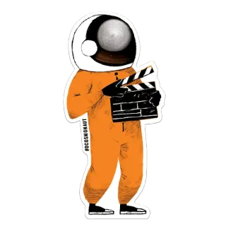 🎬 #OCUSMONAUT astronaut, movie, clapperboard, filmmaking, director, space, orange suit whatsapp sticker