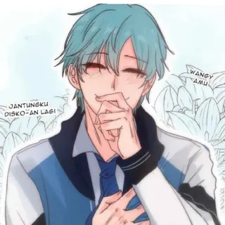 😄 Jantungku Disko-an lagi animé, manga, dessin animé, garçon, souriant whatsapp sticker