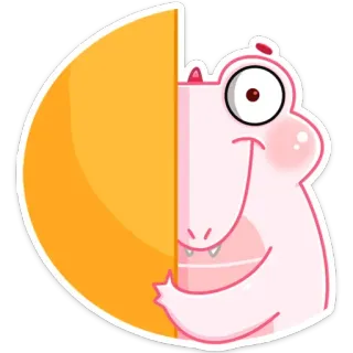 🌔 dinossauro, desenho animado, animal, réptil, fofo, rosa, semicírculo telegram sticker