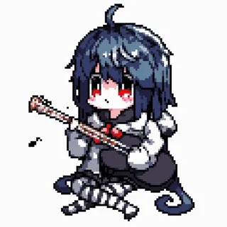 🎸 Anime, Pixel art, Gitara, Chibi, Muzyka telegram sticker
