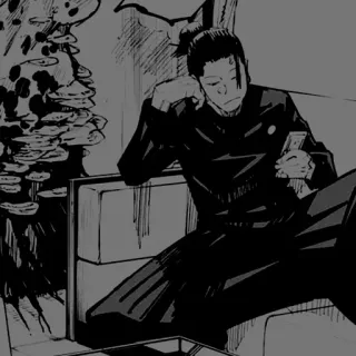 🕯 Suguru Geto Jujutsu Kaisen 动漫, 漫画, 魔法师, 角色, 坐着 telegram sticker