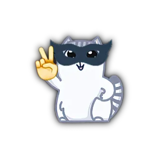✌️ animal, gato, máscara, emoji, paz, adesivo telegram sticker