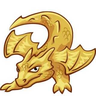 😏 drago, fantasy, animale, mostro, creatura mitologica, oro whatsapp sticker