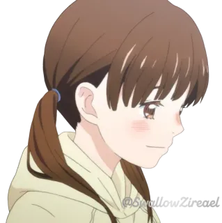 😌 @siwa Cô gái anime, Tóc nâu, Dễ thương, Tóc đuôi ngựa, Cười, Hoạt hình telegram sticker