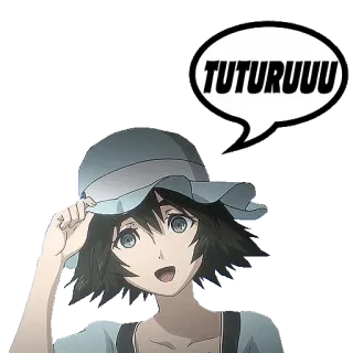 😄 Mayuri Shiina Steins;Gate TUTURUUU Аниме, Steins Gate, Mayuri Shiina, Тутуру, Милый, Шляпа, Облачко речи telegram sticker