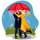 👩‍❤️‍💋‍👨 couple, kissing, rain, umbrella, love, romance telegram sticker