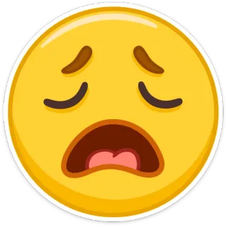 😫 Emoji, Verdrietig, Geel, Gezicht, Expressie telegram sticker