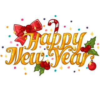 🎭 Happy New Year new year, holiday, celebration, festive, candy cane, bow telegram sticker