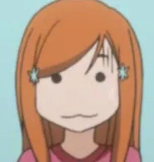 🤯 Anime, Mädchen, lustiges Gesicht, Cartoon, orange Haare telegram sticker