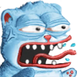 😤 Cartoon, Meme, Lustig, Ausdruck, Blau, Kreatur, Figur telegram sticker