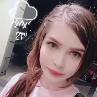 🙁 21° météo, température, nuageux, femme, selfie telegram sticker