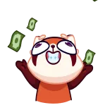 🤑 red panda, money, success, wealth, cartoon, sticker telegram sticker