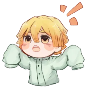 🥺 Zenitsu Agatsuma Demon Slayer anime, manga, chibi, cute, expression, surprise, fanart, zenitsu whatsapp sticker