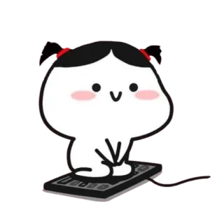 🪃 Phim hoạt hình, Bàn phím, Ngồi, Cô gái, Xúc phạm, Cử chỉ telegram sticker