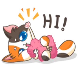 🙂 HI! 猫, 可爱, 卡哇伊, 动物, 问候, 卡通 whatsapp sticker