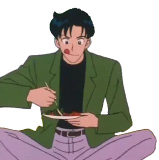 😋 Mamoru Chiba Sailor Moon อนิเมะ, กิน, สปาเก็ตตี้, มาโมรุ, จิบะ, เซเลอร์มูน telegram sticker