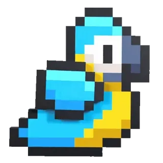 🥹 pixel art, bird, blue, yellow, pixelated telegram sticker