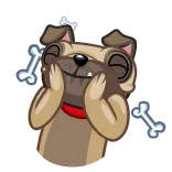 🦴 chien, carlin, animal de compagnie, joyeux, os, animal, dessin animé, mignon telegram sticker