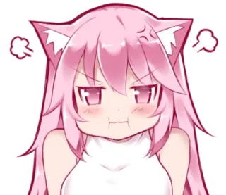 😤 Anime, Nekomimi, Colérique, Cheveux roses, Mignon, Manga telegram sticker