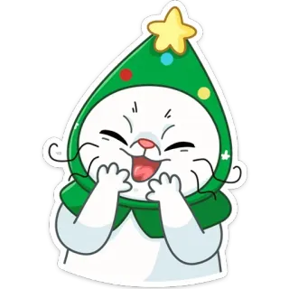 😀 Katze, Weihnachtsbaum, süß, Feiertag, festlich, Winter, Tier telegram sticker