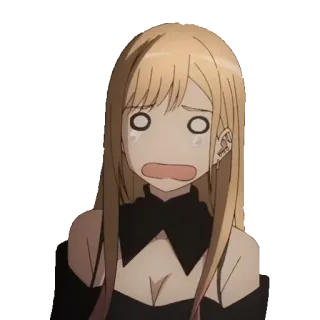 😫 anime, terkejut, pirang, kaget, gadis, ekspresi telegram sticker