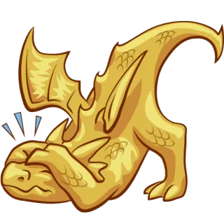 😖 drago, drago dorato, cartone animato, creatura fantastica, creatura mitologica whatsapp sticker