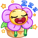😴 bunga, tidur, kartun, emoji, imut, tanaman, tidur telegram sticker