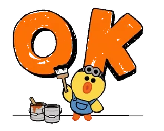 🐻 OK ok, Ente, Farbe, Gemälde, positiv, Cartoon telegram sticker