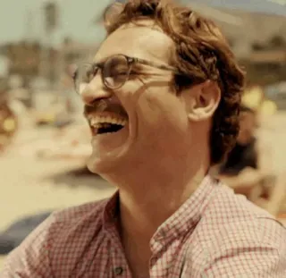 😂 man, smile, laughing, joaquin phoenix, person, beach, happy telegram sticker