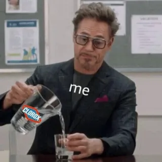 🙂 me meme, funny, sarcasm, joke, Robert Downey Jr, Clorox telegram sticker