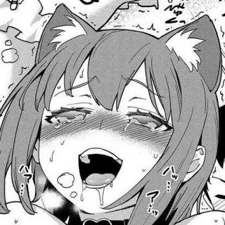 😝 anime, catgirl, ecchi, manga, expression, crying telegram sticker