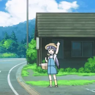 🤗 Anime, Mädchen, Cartoon, Sommer, Draussen, Landschaft telegram sticker
