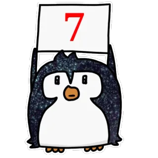 7⃣ 7 pingüino, número 7, dibujo animado, animal, brillo, mono telegram sticker