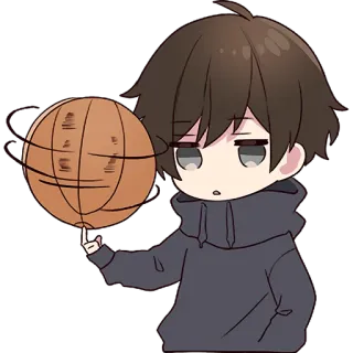 🏀 Anime, Baloncesto, Deportes, Dibujos animados, Pegatina, Chibi, Niño, Balón telegram sticker