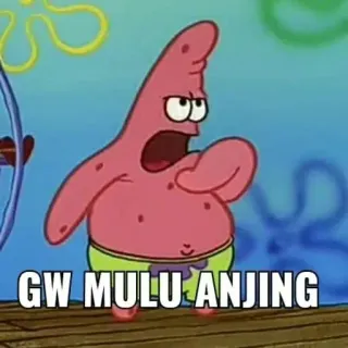 🧼 Patrick Star Spongebob Squarepants GW MULU ANJING Cartoon, Patrick Star, Spongebob Schwammkopf, Meme, Beleidigend, Schimpfwort whatsapp sticker