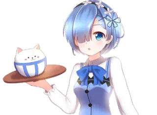 😮 Rem Re:Zero anime, girl, cute, maid, kawaii, character, fanart telegram sticker