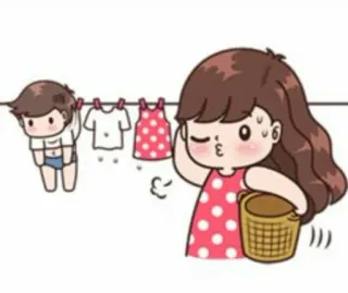 😈 卡通, 洗涤, 洗衣, 关系, 可爱, 情侣 whatsapp sticker