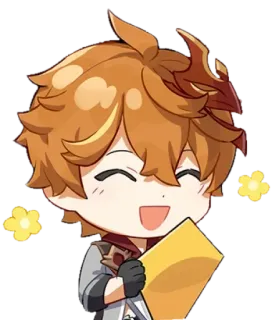 🍁 Tartaglia Genshin Impact Anime, Juego, Chibi, Mono, Personaje whatsapp sticker