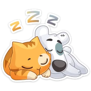 😴 猫, 狗, 睡觉, 卡通, 动物, 可爱 telegram sticker