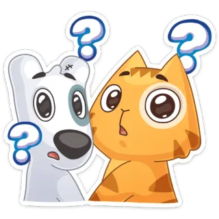 ❓ dog, cat, question mark, cartoon, animals, confused telegram sticker