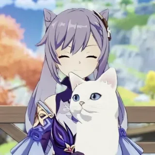 🐈 Keqing Genshin Impact Anime, Videospiel, Katze, Keqing, Genshin Impact whatsapp sticker