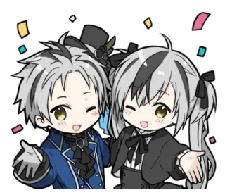 🌟 Anime, Manga, Chibi, Kawaii, Mignon, Fête, Couple, Amis telegram sticker