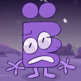 😕 letter, alphabet, cartoon, purple, character telegram sticker