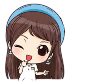 👉 Desenho animado, Menina, Piscadela, Fofo, Âncora, Feliz telegram sticker