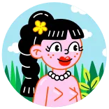 😏 Cartone animato, Ragazza, Fiore, Estate, Carino telegram sticker