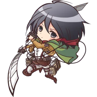 🗡 Mikasa Ackerman Attack on Titan anime, attack on titan, chibi, mikasa, mikasa ackerman, soldaat telegram sticker