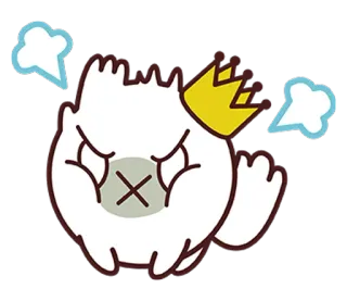 😤 화난, 왕, 왕관, 만화, 흰색, 귀여운 telegram sticker